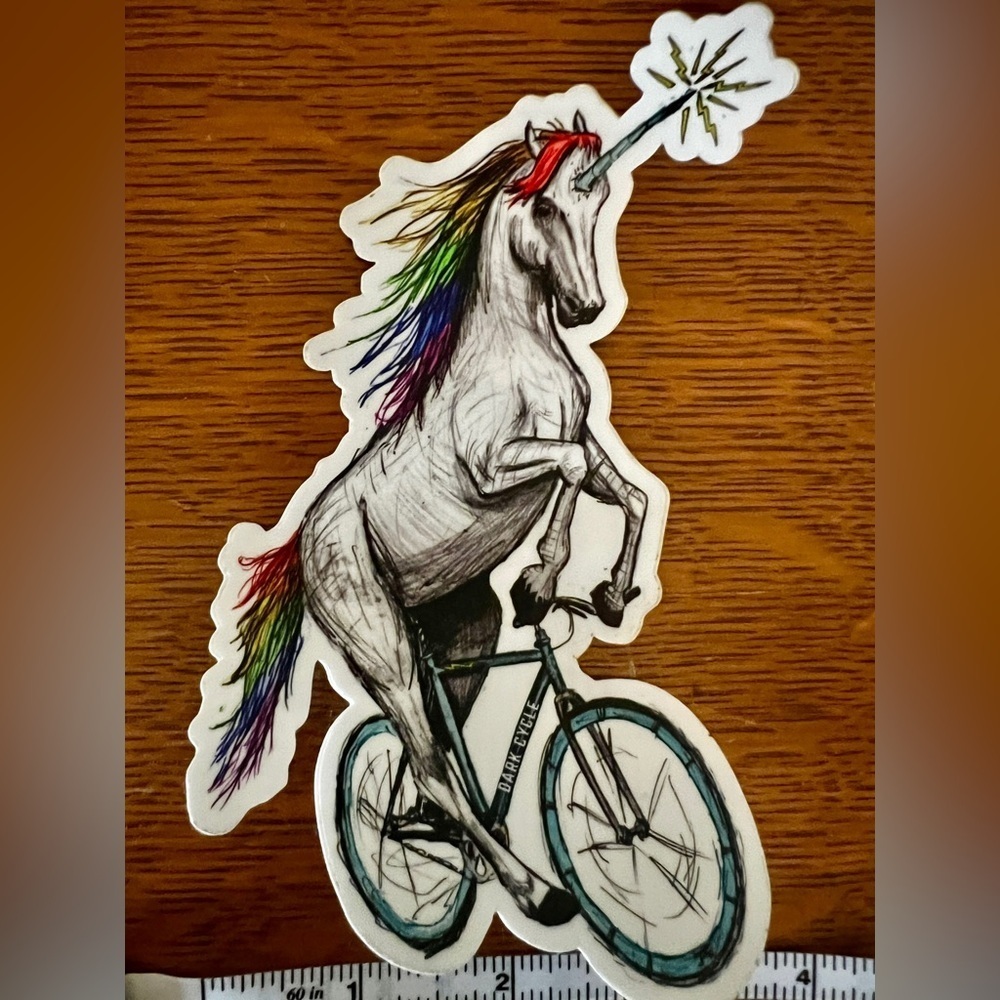 Unicorn Bicycle Sticker with Rainbow Mane